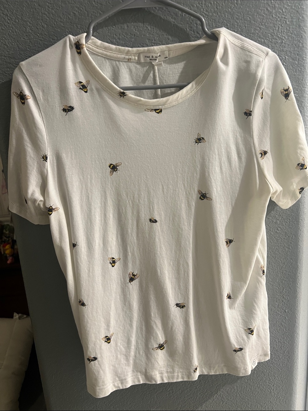 rag & bone White Bee-Print Short Sleeve Tee